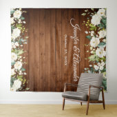 White Roses Greenery Wedding Photo Booth Backdrop Wandkleed (In Situ (horizontaal))
