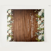 White Roses Greenery Wedding Photo Booth Backdrop Wandkleed (Voorkant (horizontaal))