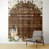 White Roses Greenery Wedding Photo Booth Backdrop Wandkleed (In situ)