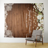 White Roses Greenery Wedding Photo Booth Backdrop Wandkleed (In Situ (horizontaal))