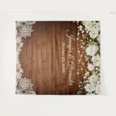 White Roses Greenery Wedding Photo Booth Backdrop Wandkleed (Voorkant (horizontaal))