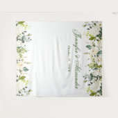 White Roses Greenery Wedding Photo Booth Backdrop Wandkleed (Voorkant (horizontaal))