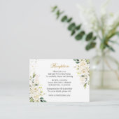 White Roses Greenery Wedding Reception Enclosure Informatiekaartje (Staand voorkant)