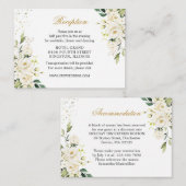 White Roses Greenery Wedding Reception Enclosure Informatiekaartje (Voorkant / Achterkant)