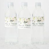 White Roses Greenery Wedding Waterfles Etiket (Flessen)