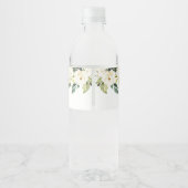 White Roses Greenery Wedding Waterfles Etiket (Achterkant)