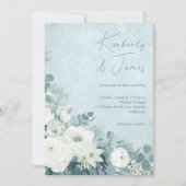 White Roses Hellebores Silver Eucalyptus Wedding Kaart (Voorkant)