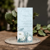 White Roses Hellebores Silver Eucalyptus Wedding Menu