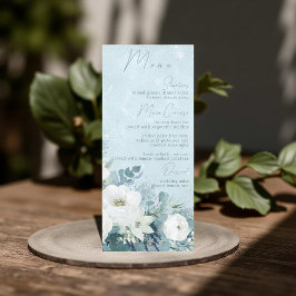 White Roses Hellebores Silver Eucalyptus Wedding Menu