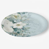 White Roses Hellebores Silver Eucalyptus Wedding Papieren Bordje (Gekanteld)