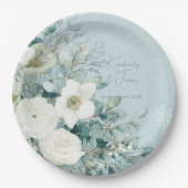 White Roses Hellebores Silver Eucalyptus Wedding Papieren Bordje (Voorkant)