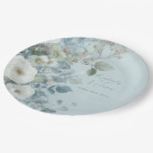 White Roses Hellebores Silver Eucalyptus Wedding Papieren Bordje (Gekanteld)