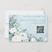 White Roses Hellebores Silver Eucalyptus Wedding RSVP Kaartje (Achterkant)