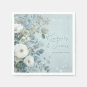 White Roses Hellebores Silver Eucalyptus Wedding Servet (Voorkant)