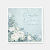 White Roses Hellebores Silver Eucalyptus Wedding Servet (Voorkant)