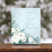 White Roses Hellebores Silver Wedding Guest Sign Foto Afdruk