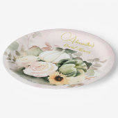 White Roses Herfst pompoenen Papieren Bordje (Gekanteld)