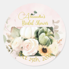 White Roses Herfst pompoenen Ronde Sticker