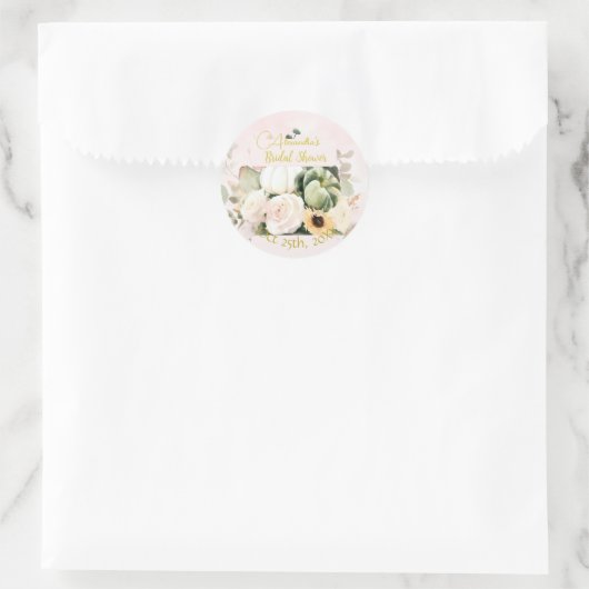 White Roses Herfst pompoenen Ronde Sticker (Tas)
