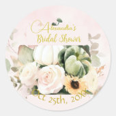 White Roses Herfst pompoenen Ronde Sticker (Voorkant)