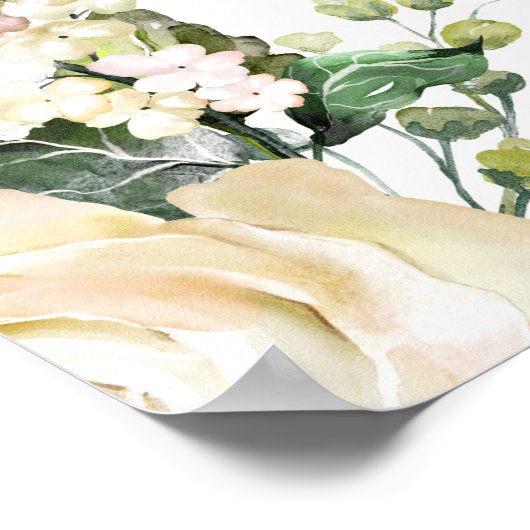 White Roses hydrangeas greenery welkomstbord Poster (Hoek)