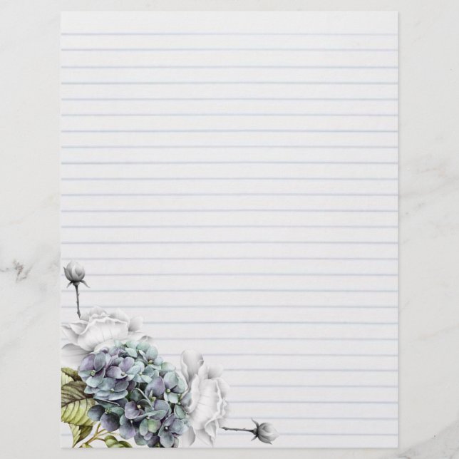 White Roses & Hydrangeas Letterhead Paper Briefhoofd (Voorkant)