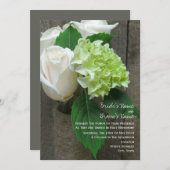 White Roses & Hydrangeas Rustic Barn Wood Wedding Kaart (Voorkant / Achterkant)
