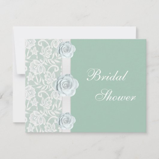 White Roses & Lace Mint Green Vrijgezellenfeest Kaart (Voorkant)