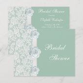 White Roses & Lace Mint Green Vrijgezellenfeest Kaart (Voorkant / Achterkant)
