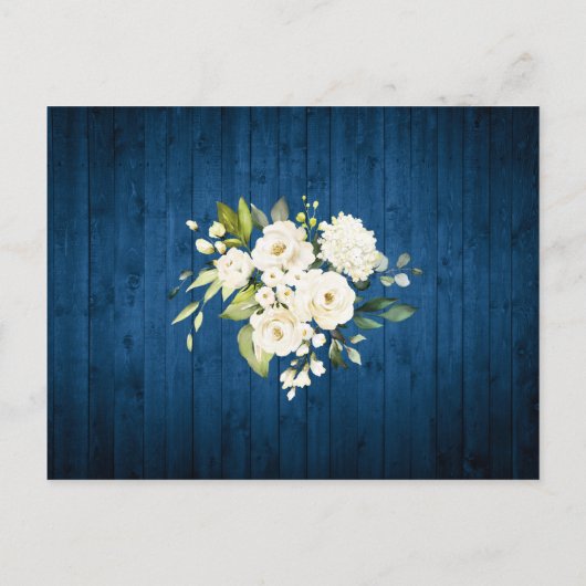 White Roses Lace Rustic Wedding Invitation Card Briefkaart (Achterkant)