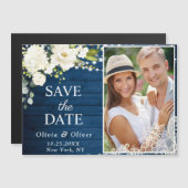 White Roses Lace Save the Date Magnetische Kaart (Voorkant / Achterkant)