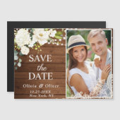 White Roses Lace Save the Date Magnetische Kaart (Voorkant / Achterkant)