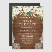 White Roses Lace Save the Date Magnetische Kaart (Voorkant / Achterkant)