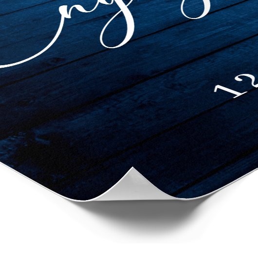 White Roses Lantern Blue Wood Engagement Party Poster (Hoek)