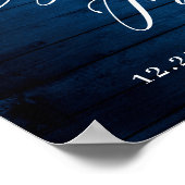 White Roses Lantern Blue Wood Engagement Party Poster (Hoek)