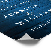 White Roses Lantern Blue Wood Welcome Weddenschap Poster (Hoek)