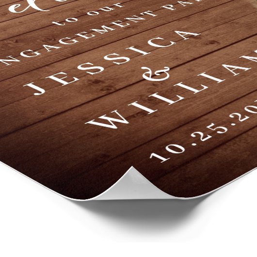 White Roses Lantern Rustic Wood Engagement Party Poster (Hoek)