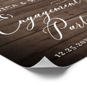 White Roses Lantern Rustic Wood Engagement Party Poster (Hoek)