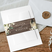 White Roses Lantern Rustic Wood Wedding Uitnodigingen Wikkel