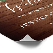 White Roses Lantern Rustic Wood Welcome Weddenscha Poster (Hoek)