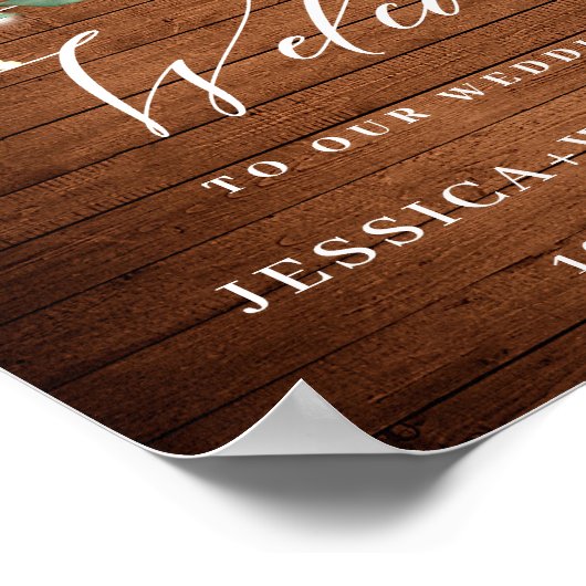 White Roses Lantern Rustic Wood Welcome Weddenscha Poster (Hoek)