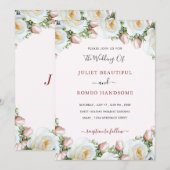 White Roses Lijst bruiloft uitnodiging Sjabloon (Voorkant / Achterkant)