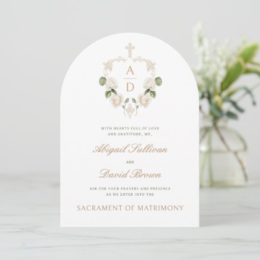 White Roses Lijst Monogrammen Kaart (Staand voorkant)