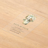 White Roses Mason Jar Wedding Save the Date Acryl Uitnodigingen (Laagn)