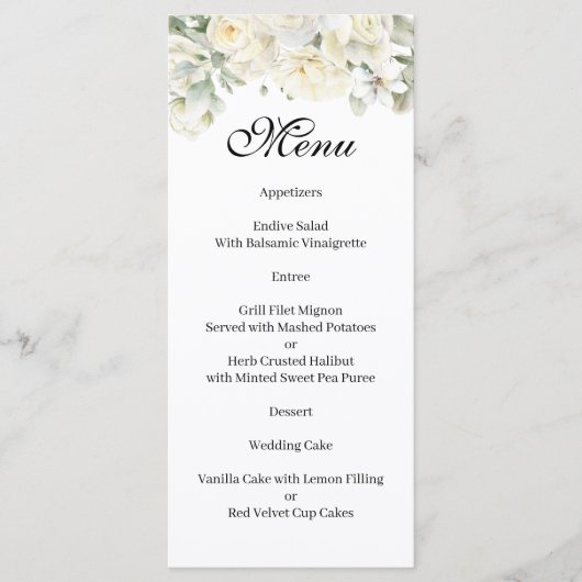 White Roses Menu (Voorkant)