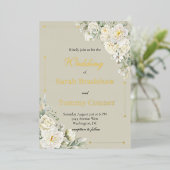 White Roses Modern Foil Wedding Invitation Folie Uitnodiging (Staand Voorkant)