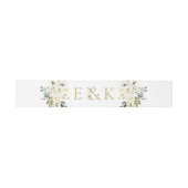 White Roses Monogram Weddenschap Belly Band Uitnodigingen Wikkel (Vlak)