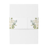 White Roses Monogram Weddenschap Belly Band Uitnodigingen Wikkel (Achterkant Voorbeeld)