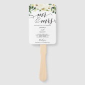 White Roses Mr en Mrs Wedding Program Fan Handwaaier (Voorkant)