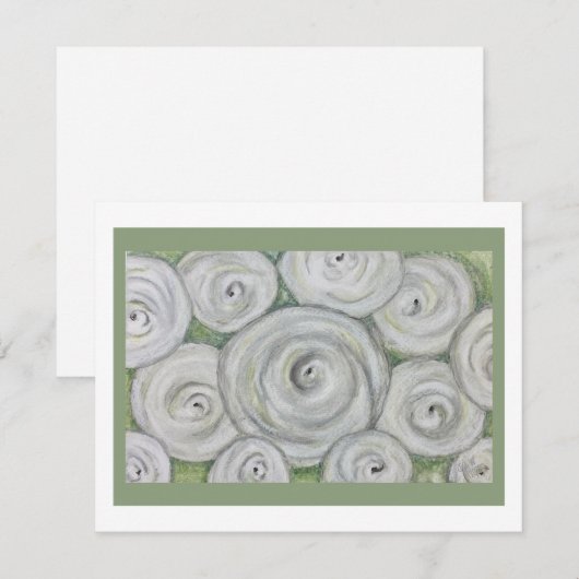 White Roses Note card Kaart (Voorkant / Achterkant)